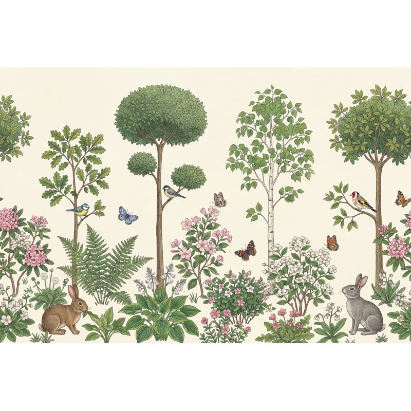 Papier peint botanique paysage de jardin amovible, 200 po x 120 po, Texturé non collé
