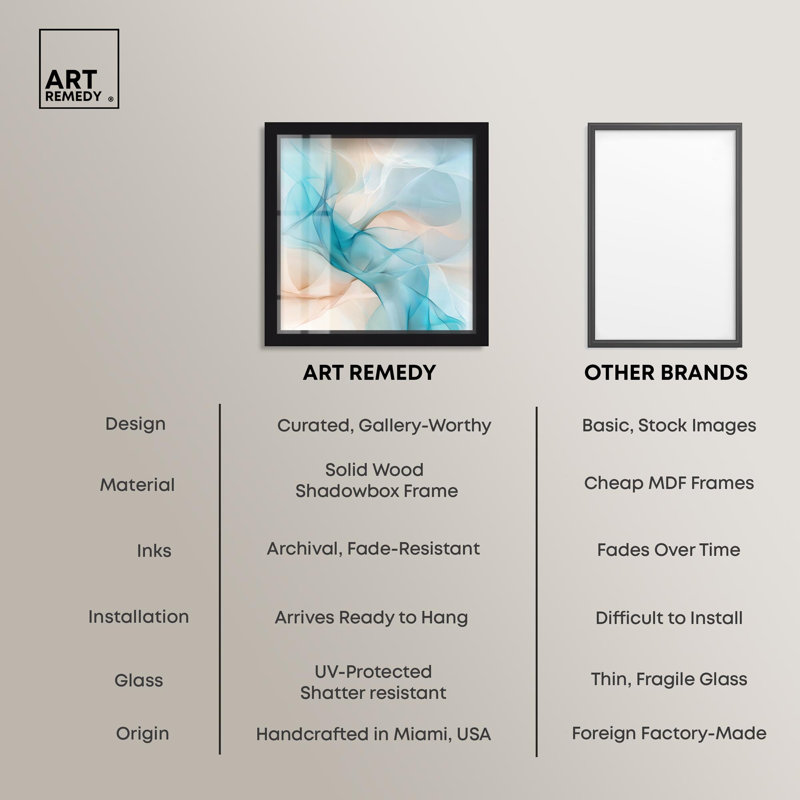 «Quori I Shadowbox Print», art abstrait bleu par Art Remedy, H 13 po x l 13 po, Noir
