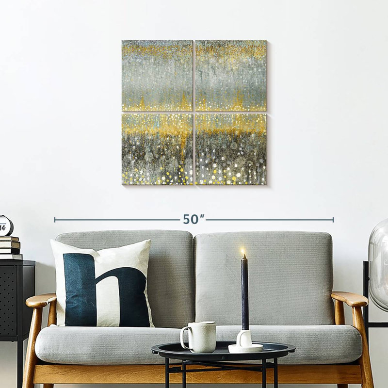Pluie Avery jaune gris, H 26 po x l 26 po