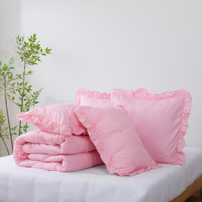 Ensemble d'édredon 5 pièces princesse romantique Pintuck