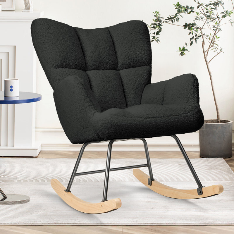 Modern Rocking Chair Cozy and Stylish Armchair for Living Room, Nursery, or Bedroom, Black