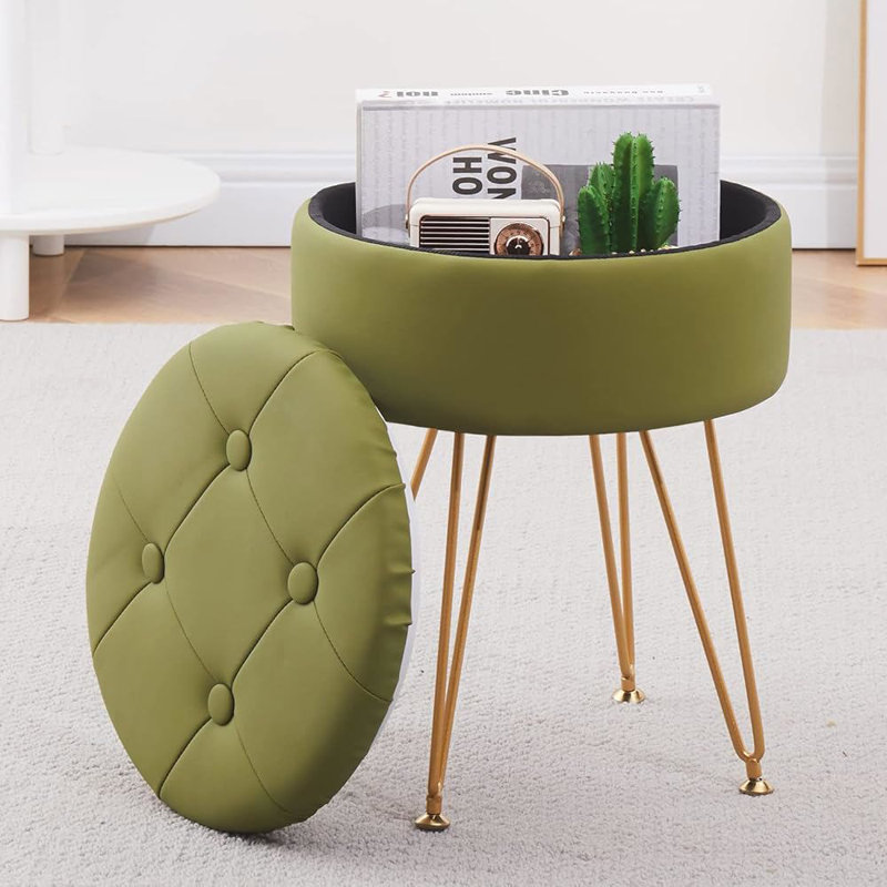 Tabouret de coiffeuse avec rangement, Vert