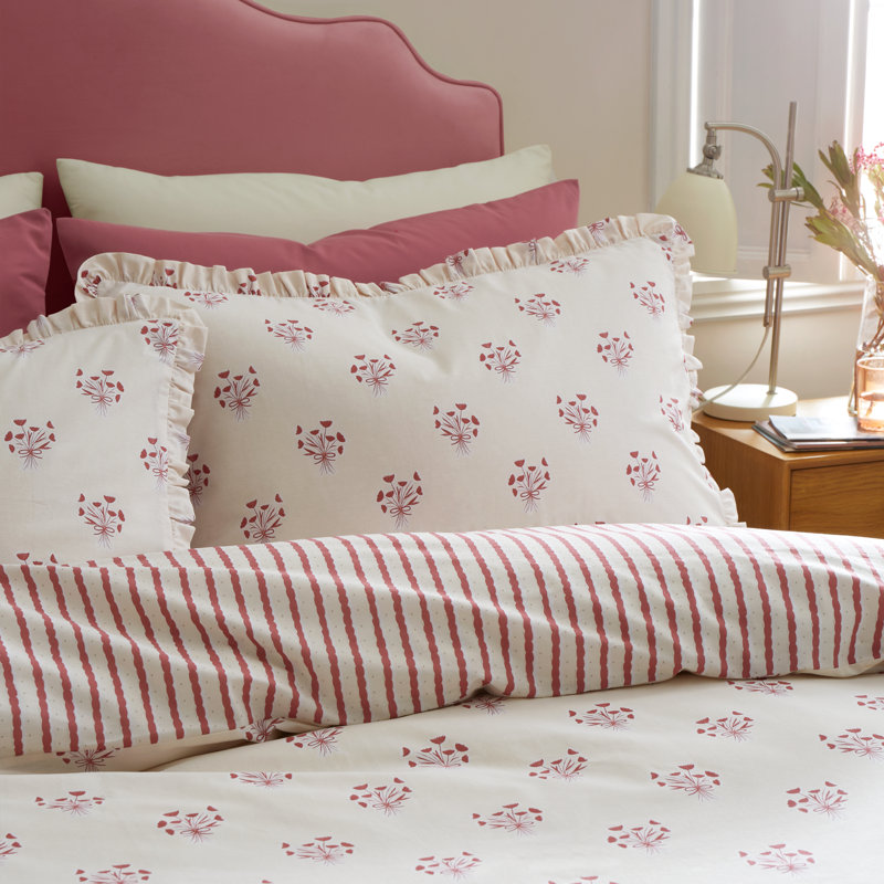 Hand Gathered Posy Cotton Reversible Duvet Cover Set, Super King