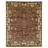High-Quality Hand-Knotted Red And Cream Area Rug