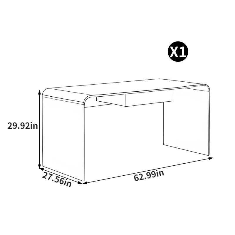Bureau minimaliste en bois massif de style américain, H 29,92 po x l 62,99 po x P 27,56 po