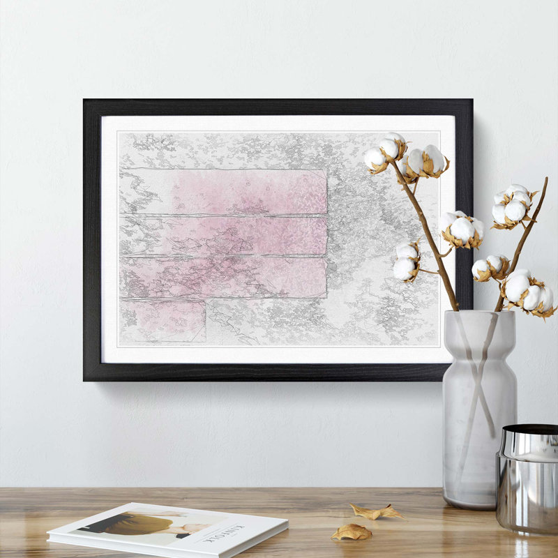 Stacked Bars in Abstract - Framed Print, 48cm H x 65cm W x 2cm D, Black Framed