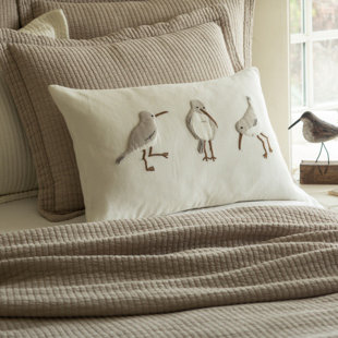 Shore Birds Linen Down Lumbar Pillow