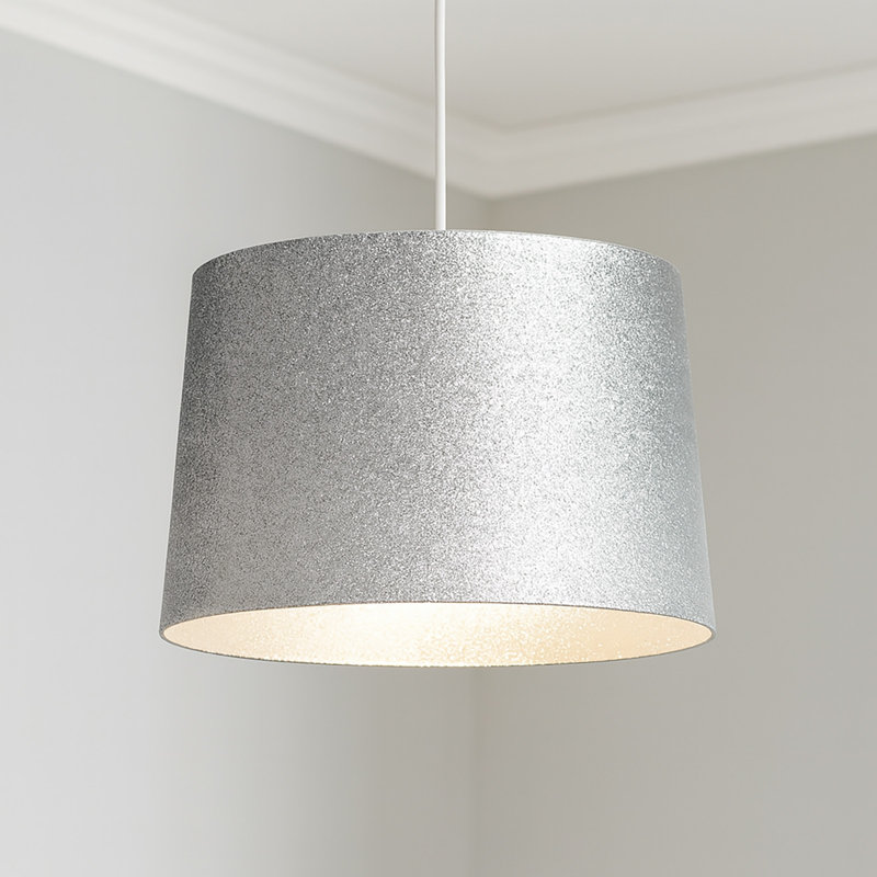 19cm H Fabric Empire Lamp Shade ( Uno ) in Silver