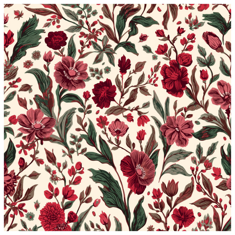 Housses de couette à arrangement floral rouge, Très grand lit
