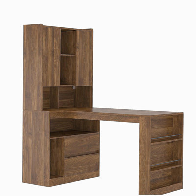 Bureau en L, bureau d'ordinateur avec tiroirs, bibliothèque avec éclairage à DEL, bureau d'angle moderne, bureau à domicile, bureau d'écriture en L, bureau d'ordinateur de coin avec rangement