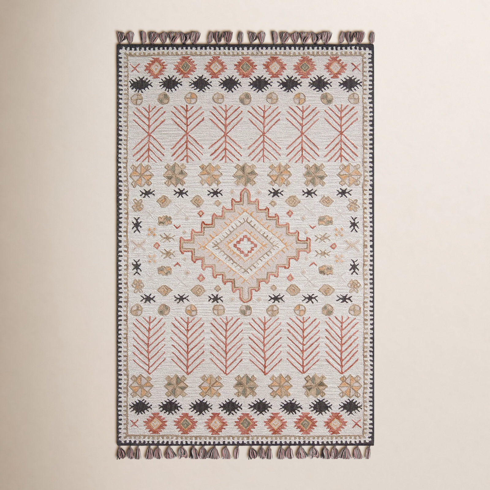 Anine Pink Beige Hand-Woven Wool Rug, Rectangle  9' X 12'