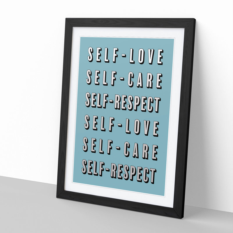 Love Care and Respect - Picture Frame Typography, 65cm H x 48cm W x 2cm D, Black Framed