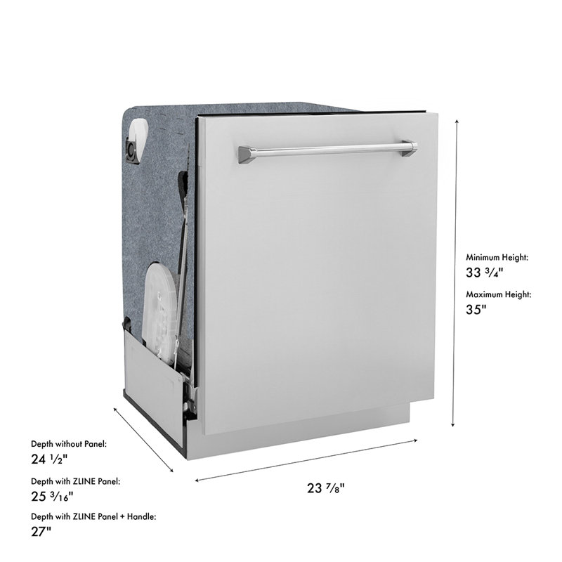 ZLINE 24 in. Monument 3rd Rack Top Touch Control Dishwasher with Tub, 45dBa, Stainless Steel