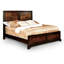 Grand lit moderne / noyer en bois massif avec finition de style parquet et tête de lit style mobilier transitionnel