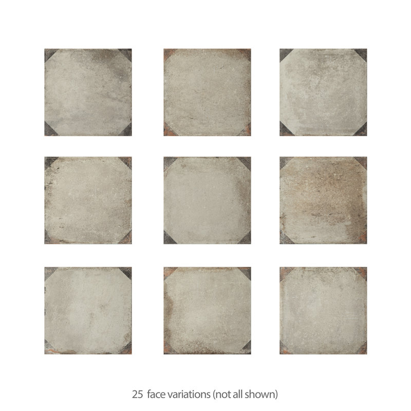 DAnticatto Decor 9" x 9" Porcelain Stone Look Wall & Floor Tile