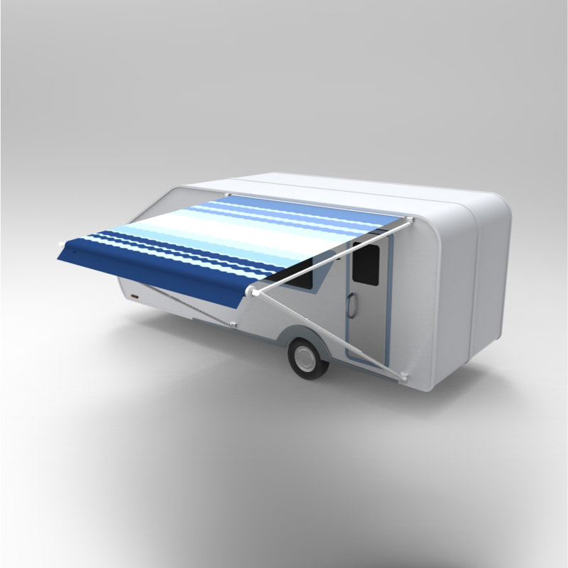 Retractable RV/Patio Awning, 120" W x 96" D, Blue Stripe