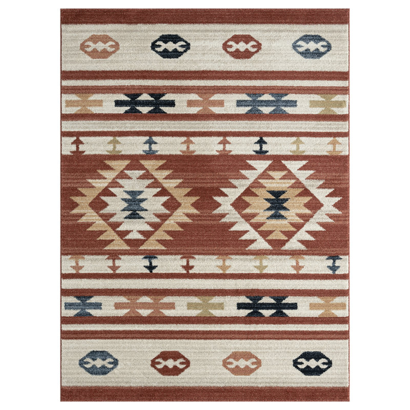Tapis rouille de style tribal Sud-Ouest Tiburon Rugs Carryn SED200A, Rectangle 6 pi x 9 pi