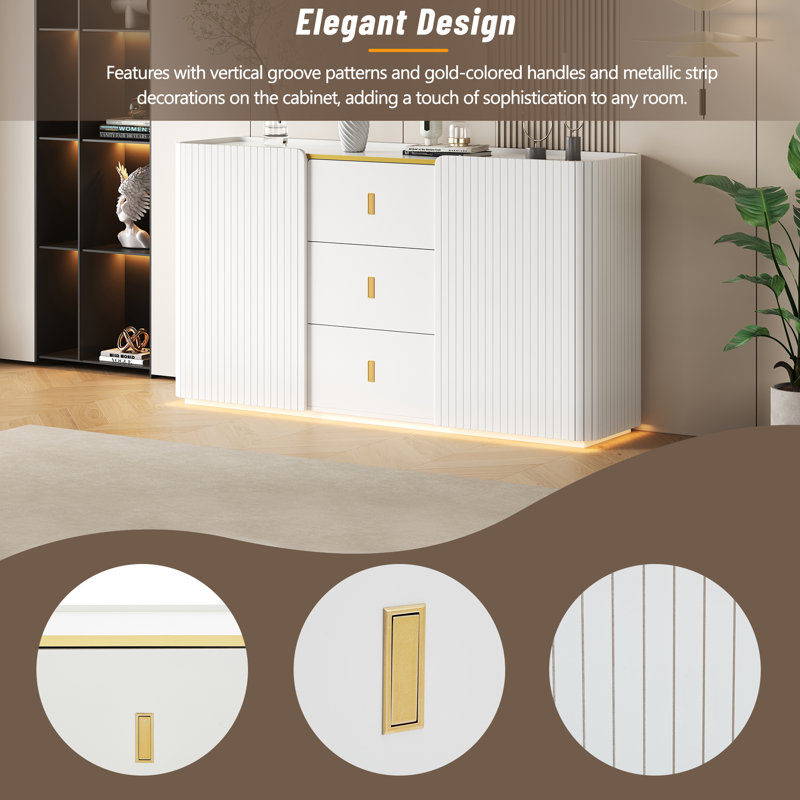 Alizon 150 cm LED Sideboard with 2 Doors and 3 Drawers