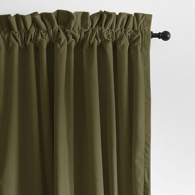 Velvet Room Darkening Curtain Pair, 50" x 132" , Green