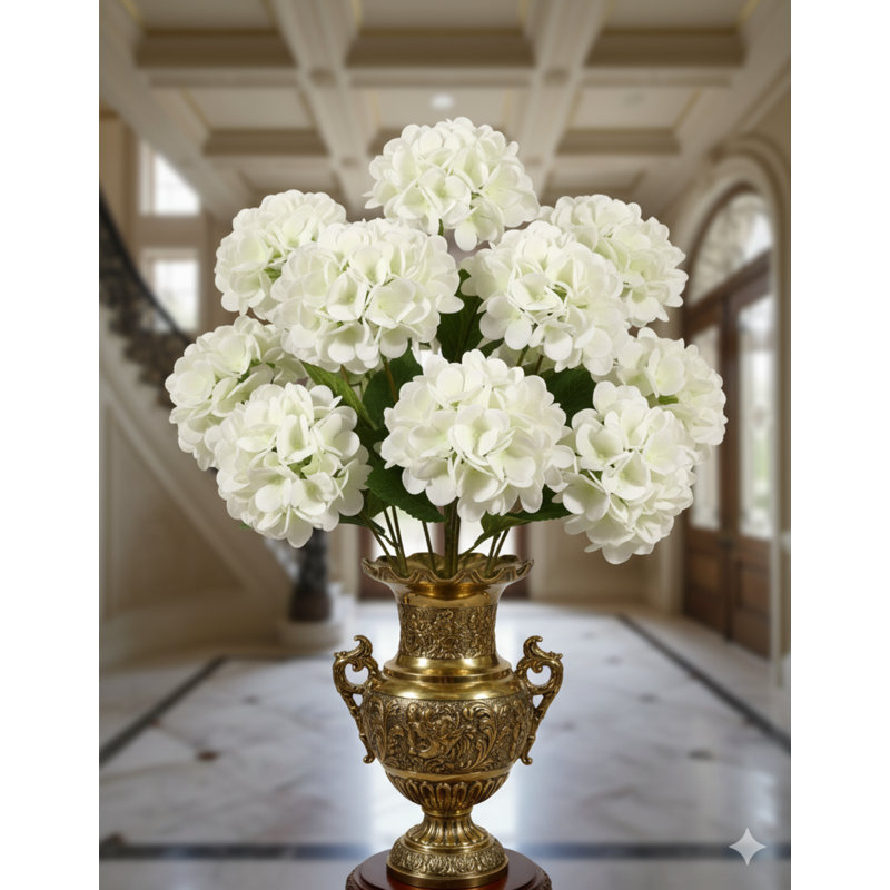 12pc 18" Real Touch Hydrangea Bush 5 Heads