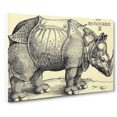 Rhinoceros by - Wrapped Canvas Painting