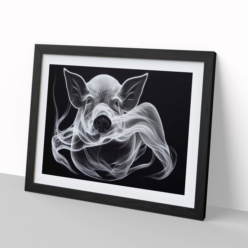 Smokey Pig - Framed Print, Black, 25cm H x 34cm W x 2cm D