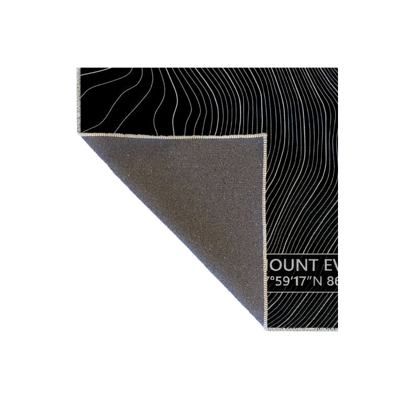Tapis décoratif moderne à motif de vagues noires, Sous-tapis rectangulaire 5 pi 1 po x 7 pi 7 po inc