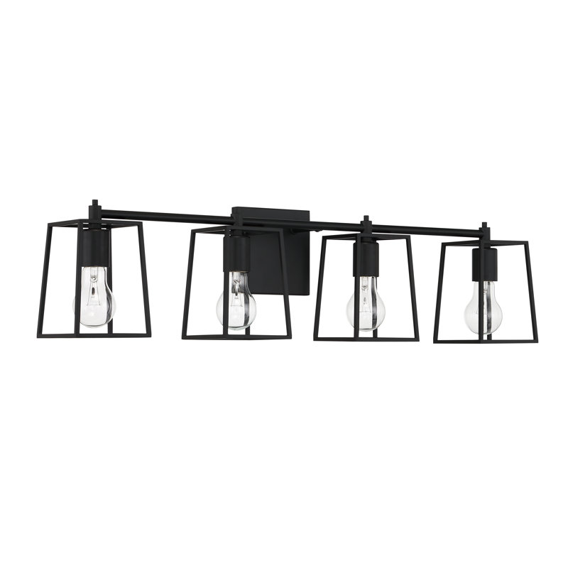 Éclairage pour meuble-lavabo à 4 lumières Marlayah, Noir