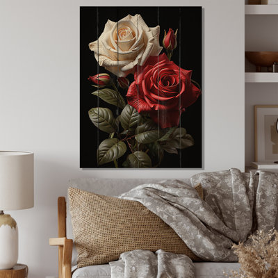Amour éternel blanc et rose sur bois