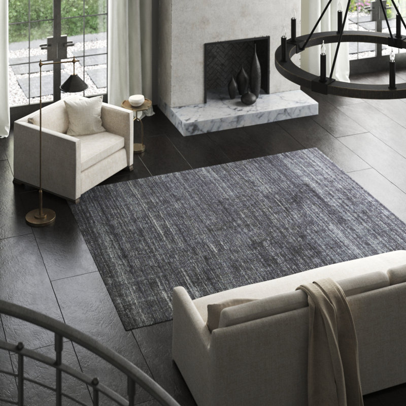 Wool Area Rug in Dark Gray