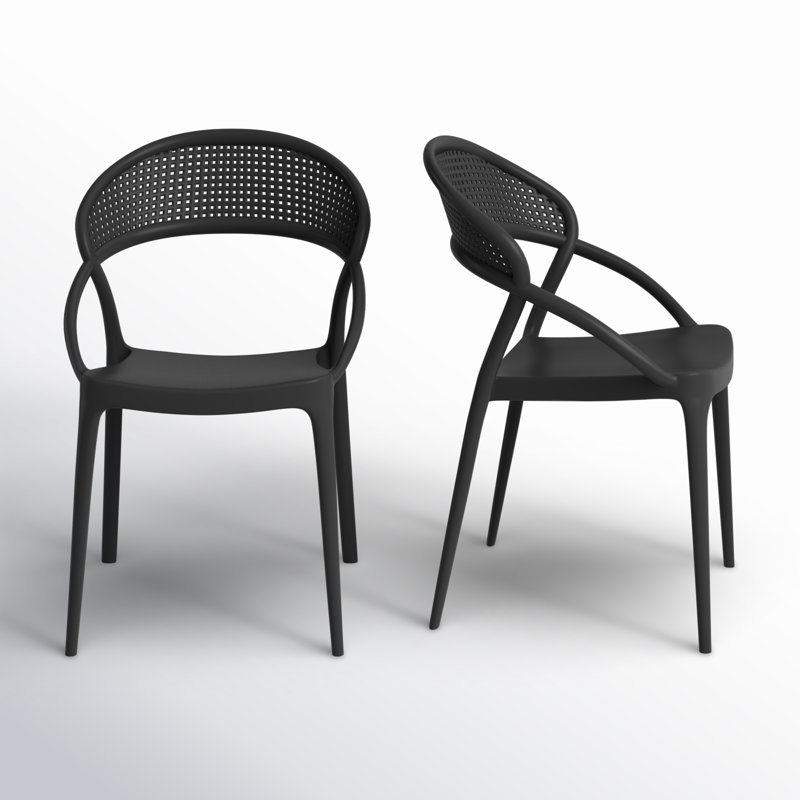 Chaise d'appoint empilable pour patio Farrah, Noir