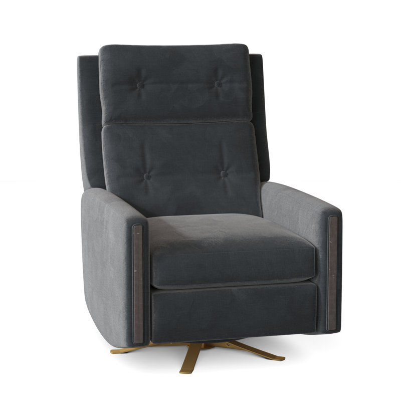 Fauteuil inclinable manuel pivotant de 29,5 po de largeur Loft, Fumée 9508, Espresso, Laiton brillant