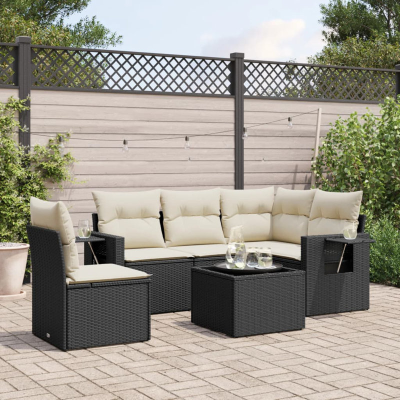 Ensemble de canapé de jardin en rotin PE noir 6 pièces Vidaxl