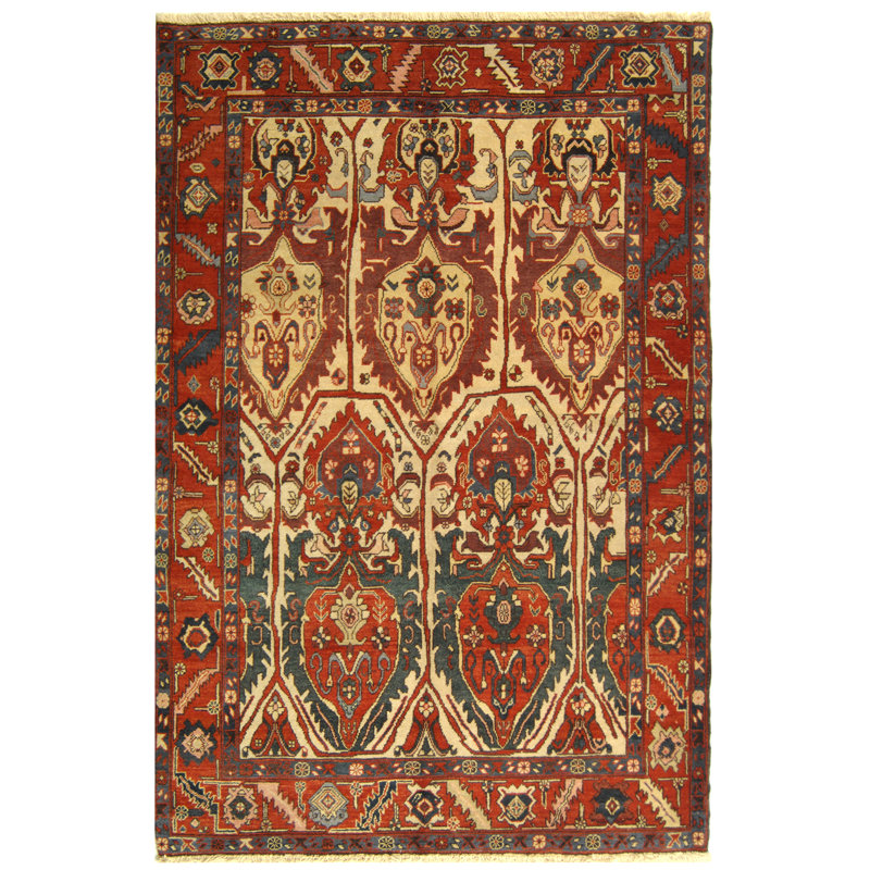 Turkistan Wool Pile Rug in Red, Rectangle 6' x 9'