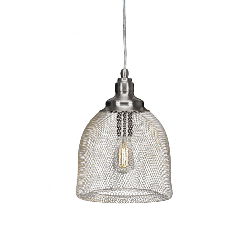 Adkins Plexus Stem Hung Pendant With Clear Antique LED Bulb, Brushed Nickel, 11.75" H x 10.25" W x 10.25" D