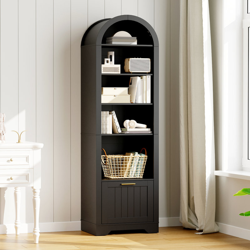 Tall Arched Bookcase, Black