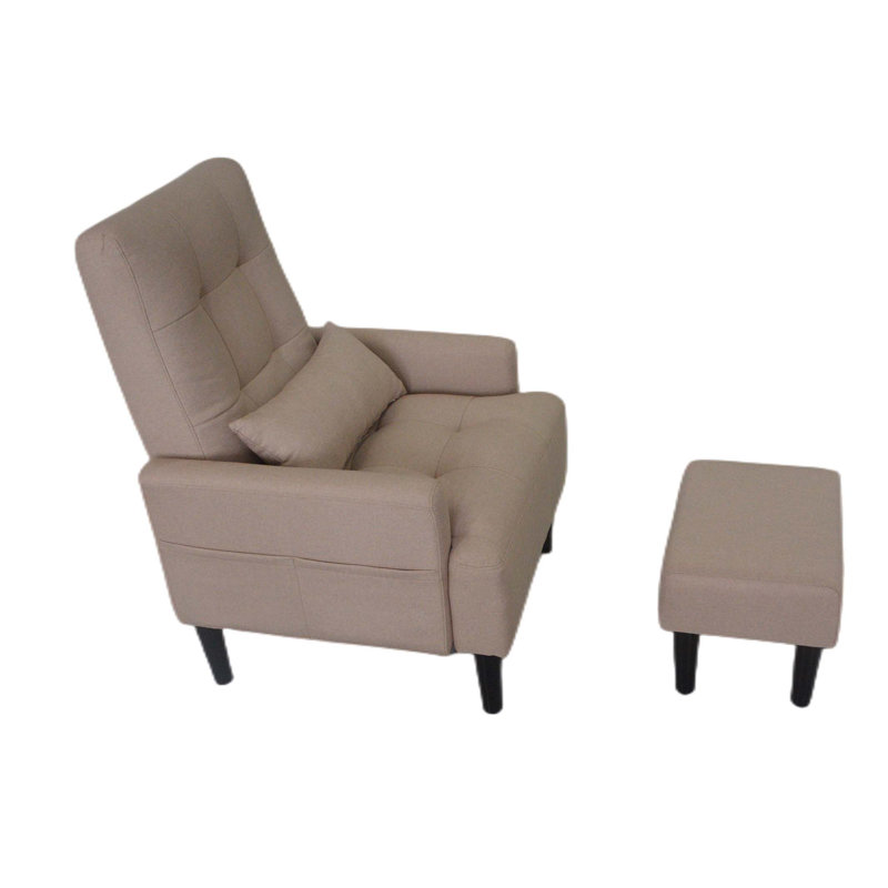 Modern Design Living Room Recliner Soft Cozy Sofa Chair With Ottoman, Reading Chair, Gray Fabric Incorrect