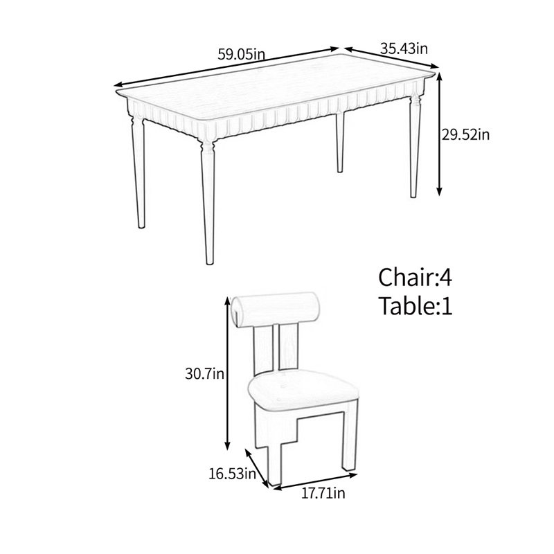 Ensemble de table rétro élégant, 5