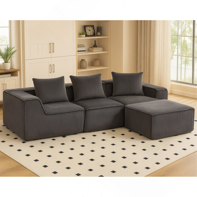 Canapé modulaire multi-personnes pouvant être combiné librement-33005-4, Gris