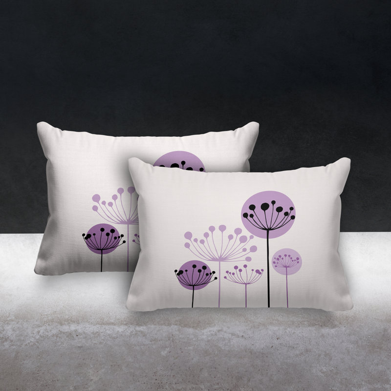 Polyester / Mélange de polyester Housse de coussin rectangulaire intérieure / extérieure lombaire et insert, Mauve