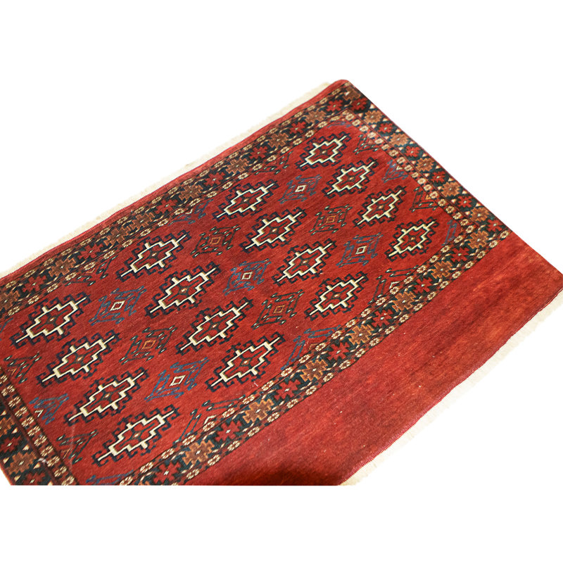 Hand Knotted Wool Area Rug in Red
