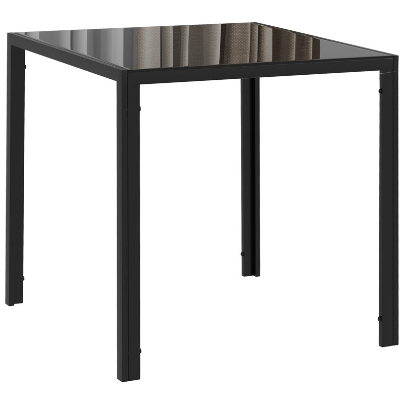 Glass Top Metal Base Dining Table