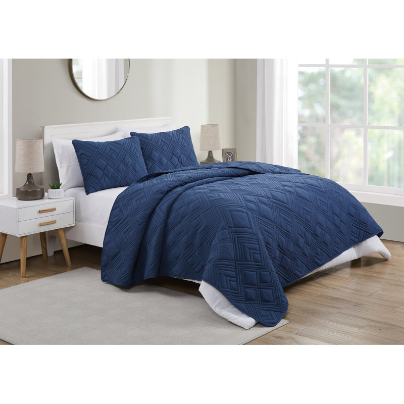 Aimable Polyester Quilt, Queen Quilt + 2 Standard Shams, Blue