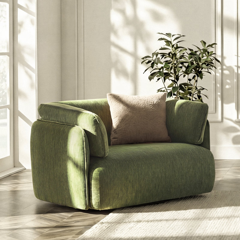 Fauteuil pivotant rembourré avec coussins de 50 po de largeur, Vert