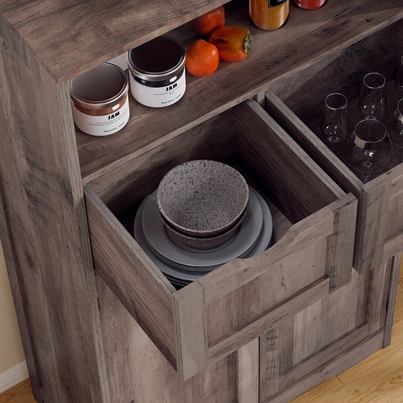 Grande armoire de rangement Millwood Pines, armoire de rangement pour salle de bain avec 2 tiroirs réglables et 2 tablettes