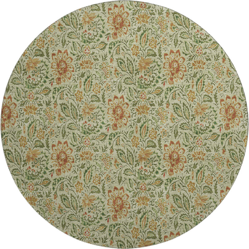 Premium Machine Washable Chandra Aloe Rug, Round 8' x 8'