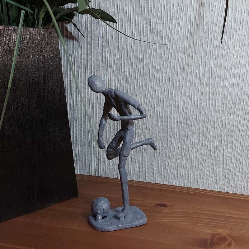 FOOTBALLER Iron Figurine 20cm, Grey Shimmer