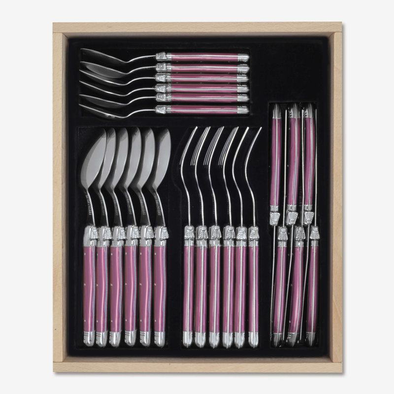 Ebern Designs Minie 24 Piece Cutlery Set , Service for 6, Pink