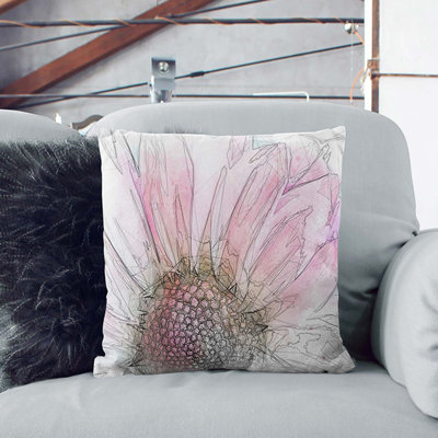 Pink Daisy Flower Cushion with Filling