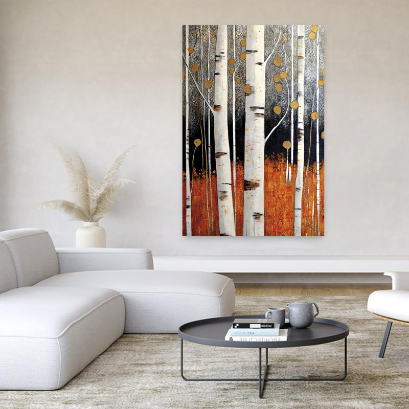 White Birch Forest Abstract Contemporary Wall Art